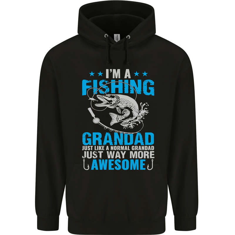 Fishing Grandad Funny Fathers Day Fisherman Mens 80% Cotton Hoodie Black