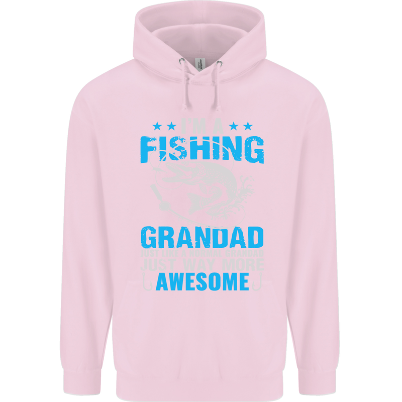 Fishing Grandad Funny Fathers Day Fisherman Mens 80% Cotton Hoodie Light Pink