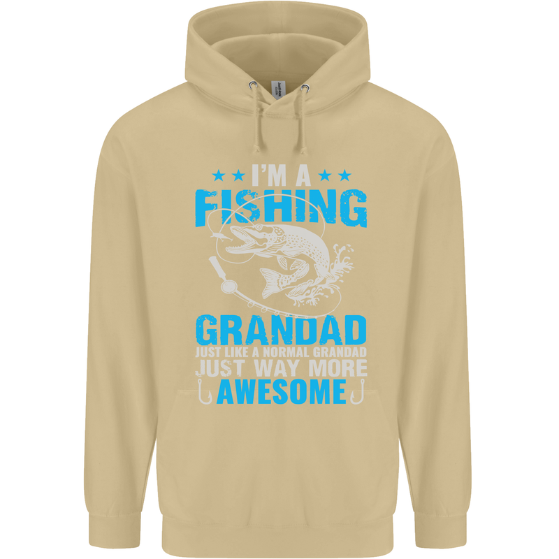 Fishing Grandad Funny Fathers Day Fisherman Mens 80% Cotton Hoodie Sand