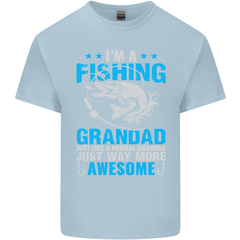 Fishing Grandad Funny Fathers Day Fisherman Mens Cotton T-Shirt Tee Top Light Blue