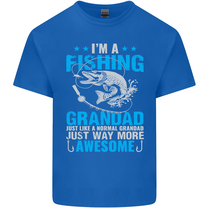 Fishing Grandad Funny Fathers Day Fisherman Mens Cotton T-Shirt Tee Top Royal Blue