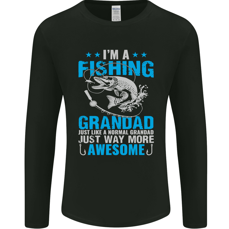 Fishing Grandad Funny Fathers Day Fisherman Mens Long Sleeve T-Shirt Black
