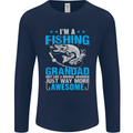 Fishing Grandad Funny Fathers Day Fisherman Mens Long Sleeve T-Shirt Navy Blue
