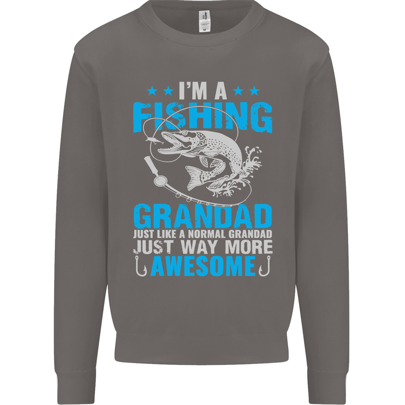 Fishing Grandad Funny Fathers Day Fisherman Mens Sweatshirt Jumper Charcoal