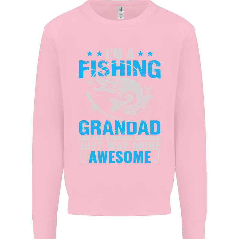 Fishing Grandad Funny Fathers Day Fisherman Mens Sweatshirt Jumper Light Pink