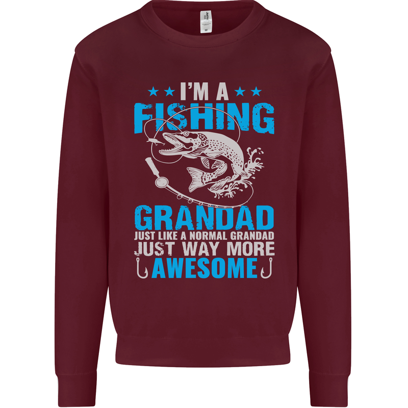 Fishing Grandad Funny Fathers Day Fisherman Mens Sweatshirt Jumper Maroon