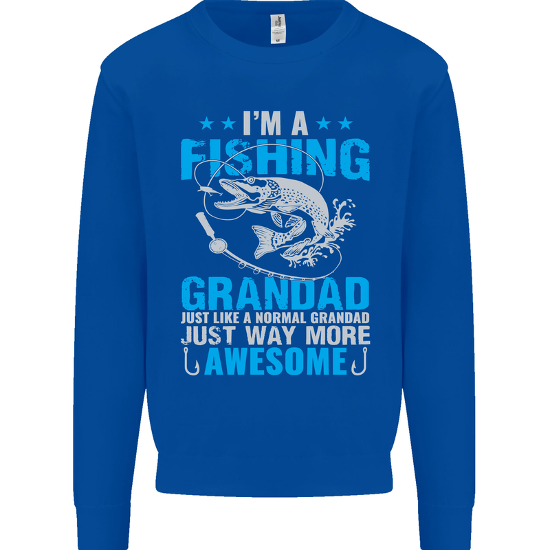 Fishing Grandad Funny Fathers Day Fisherman Mens Sweatshirt Jumper Royal Blue