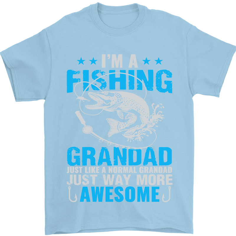 Fishing Grandad Funny Fathers Day Fisherman Mens T-Shirt Cotton Gildan Light Blue