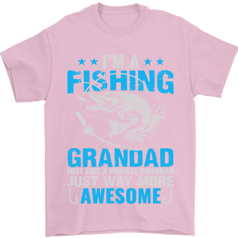 Fishing Grandad Funny Fathers Day Fisherman Mens T-Shirt Cotton Gildan Light Pink