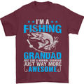 Fishing Grandad Funny Fathers Day Fisherman Mens T-Shirt Cotton Gildan Maroon