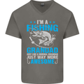 Fishing Grandad Funny Fathers Day Fisherman Mens V-Neck Cotton T-Shirt Charcoal