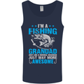 Fishing Grandad Funny Fathers Day Fisherman Mens Vest Tank Top Navy Blue