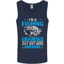 Fishing Grandad Funny Fathers Day Fisherman Mens Vest Tank Top Navy Blue