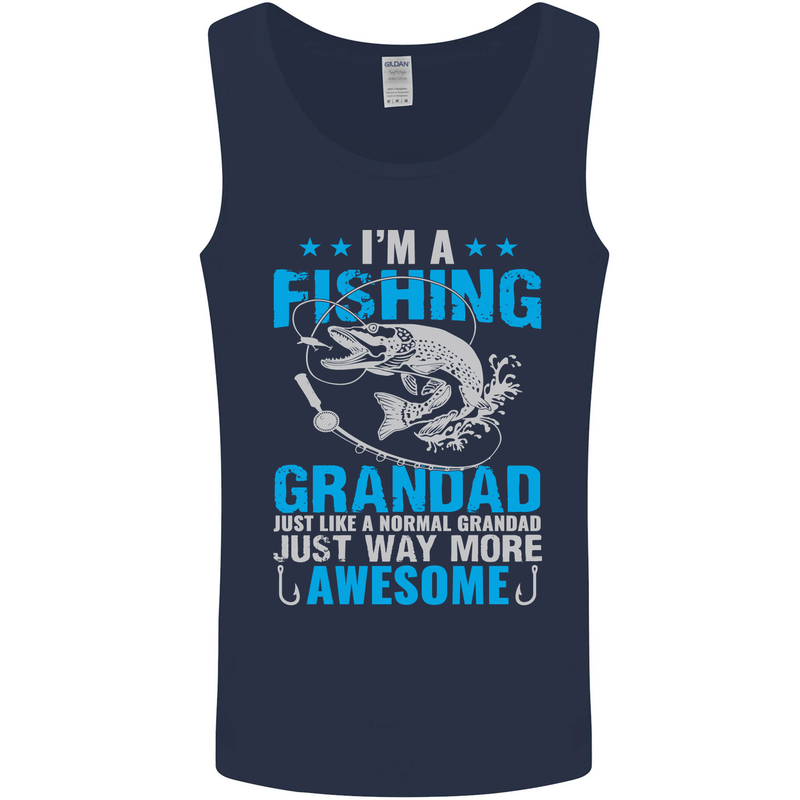 Fishing Grandad Funny Fathers Day Fisherman Mens Vest Tank Top Navy Blue