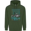 Fishing It's Cheaper Than Therapy Fisherman Childrens Kids Hoodie Forest Green