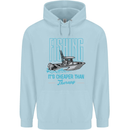 Fishing It's Cheaper Than Therapy Fisherman Childrens Kids Hoodie Light Blue