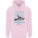 Fishing It's Cheaper Than Therapy Fisherman Childrens Kids Hoodie Light Pink