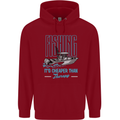 Fishing It's Cheaper Than Therapy Fisherman Childrens Kids Hoodie Red