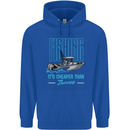 Fishing It's Cheaper Than Therapy Fisherman Childrens Kids Hoodie Royal Blue