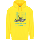 Fishing It's Cheaper Than Therapy Fisherman Childrens Kids Hoodie Yellow