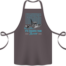 Fishing It's Cheaper Than Therapy Fisherman Cotton Apron 100% Organic Dark Grey