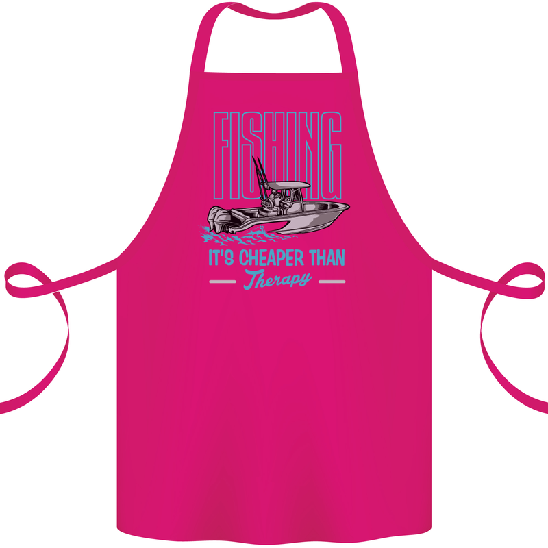 Fishing It's Cheaper Than Therapy Fisherman Cotton Apron 100% Organic Pink