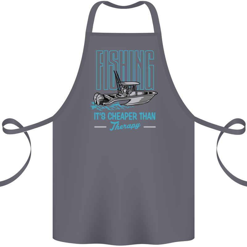 Fishing It's Cheaper Than Therapy Fisherman Cotton Apron 100% Organic Steel