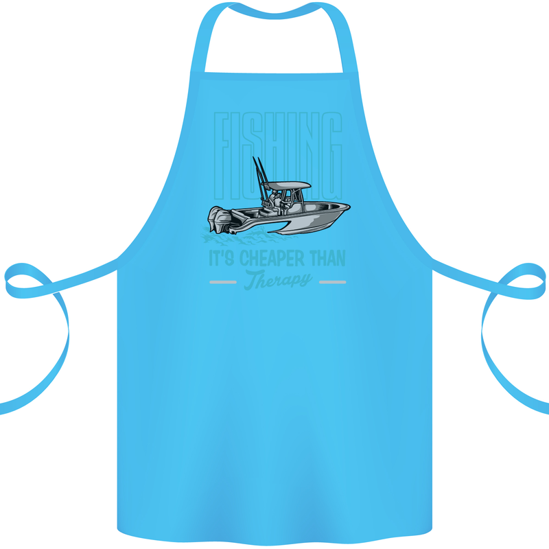 Fishing It's Cheaper Than Therapy Fisherman Cotton Apron 100% Organic Turquoise