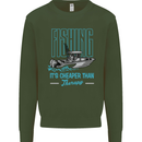 Fishing It's Cheaper Than Therapy Fisherman Kids Sweatshirt Jumper Forest Green
