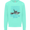 Fishing It's Cheaper Than Therapy Fisherman Kids Sweatshirt Jumper Peppermint