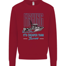 Fishing It's Cheaper Than Therapy Fisherman Kids Sweatshirt Jumper Red