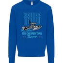 Fishing It's Cheaper Than Therapy Fisherman Kids Sweatshirt Jumper Royal Blue