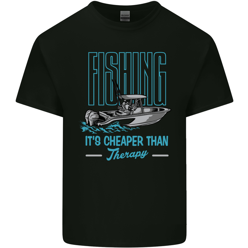 Fishing It's Cheaper Than Therapy Fisherman Kids T-Shirt Childrens Black