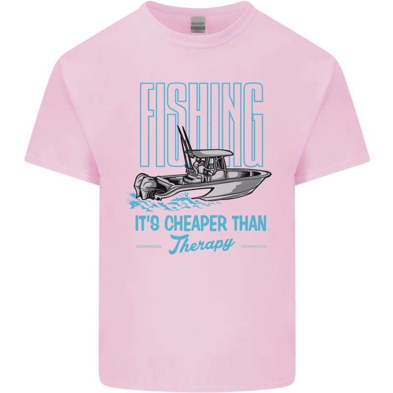 Fishing It's Cheaper Than Therapy Fisherman Kids T-Shirt Childrens Light Pink