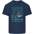 Fishing It's Cheaper Than Therapy Fisherman Kids T-Shirt Childrens Navy Blue