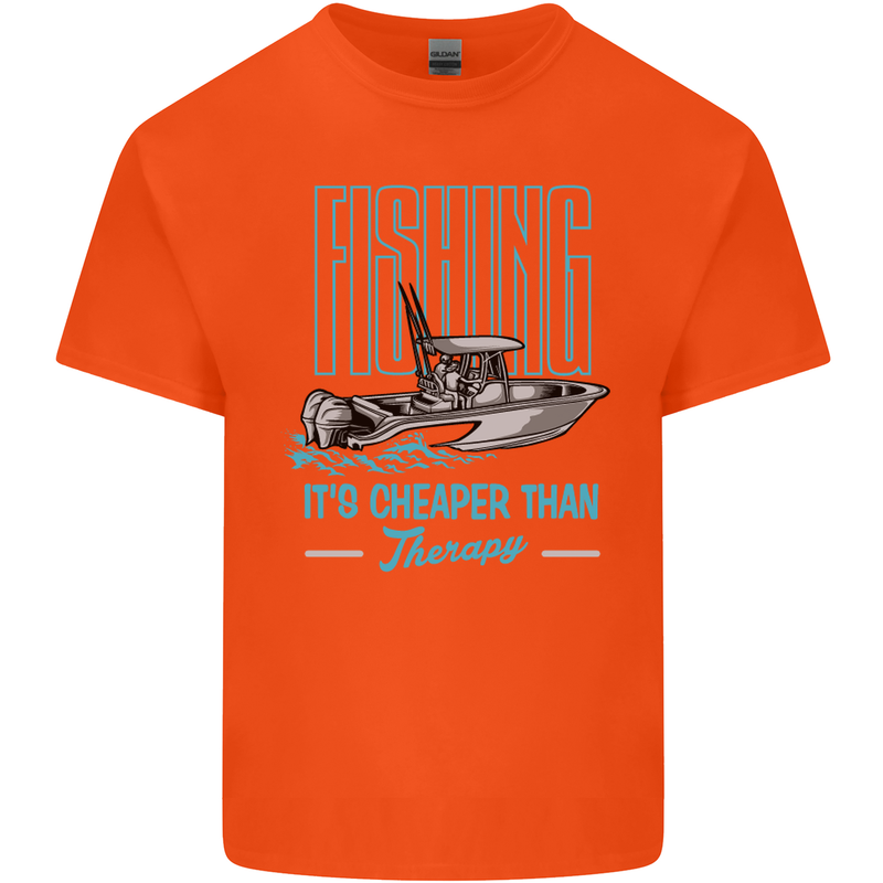 Fishing It's Cheaper Than Therapy Fisherman Kids T-Shirt Childrens Orange