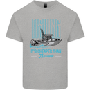 Fishing It's Cheaper Than Therapy Fisherman Kids T-Shirt Childrens Sports Grey