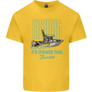 Fishing It's Cheaper Than Therapy Fisherman Kids T-Shirt Childrens Yellow