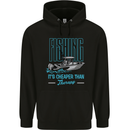 Fishing It's Cheaper Than Therapy Fisherman Mens 80% Cotton Hoodie Black