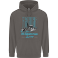 Fishing It's Cheaper Than Therapy Fisherman Mens 80% Cotton Hoodie Charcoal
