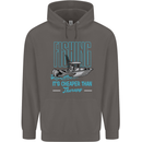 Fishing It's Cheaper Than Therapy Fisherman Mens 80% Cotton Hoodie Charcoal