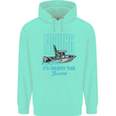 Fishing It's Cheaper Than Therapy Fisherman Mens 80% Cotton Hoodie Peppermint