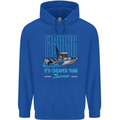 Fishing It's Cheaper Than Therapy Fisherman Mens 80% Cotton Hoodie Royal Blue