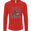 Fishing It's Cheaper Than Therapy Fisherman Mens Long Sleeve T-Shirt Red