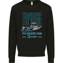 Fishing It's Cheaper Than Therapy Fisherman Mens Sweatshirt Jumper Black