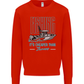 Fishing It's Cheaper Than Therapy Fisherman Mens Sweatshirt Jumper Bright Red