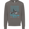 Fishing It's Cheaper Than Therapy Fisherman Mens Sweatshirt Jumper Charcoal