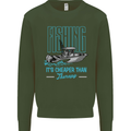 Fishing It's Cheaper Than Therapy Fisherman Mens Sweatshirt Jumper Forest Green