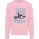 Fishing It's Cheaper Than Therapy Fisherman Mens Sweatshirt Jumper Light Pink