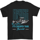 Fishing It's Cheaper Than Therapy Fisherman Mens T-Shirt Cotton Gildan Black
